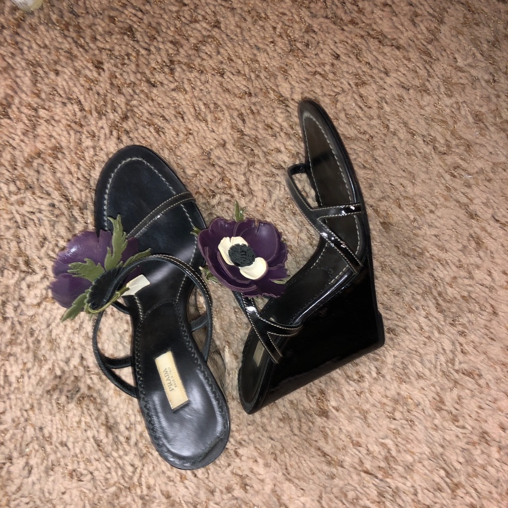 Prada Wedge Sandals sz 37 1/2